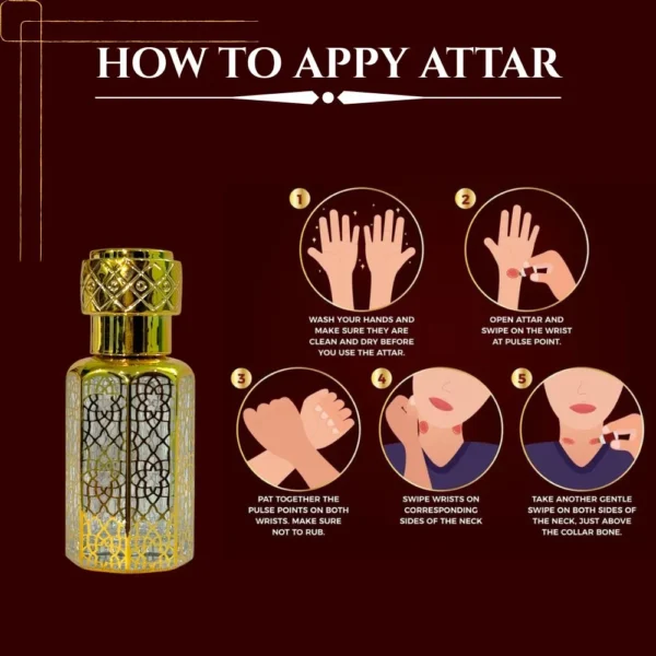 Premium attar/perfumes oil bottle 12ml by La Atir, non-alcoholic oriental fragrance oil for men and women in gold Arabian-style packaging