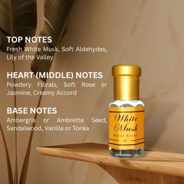 White Musk Royal Attar bottle – 6ml alcohol-free, long-lasting unisex perfume oil