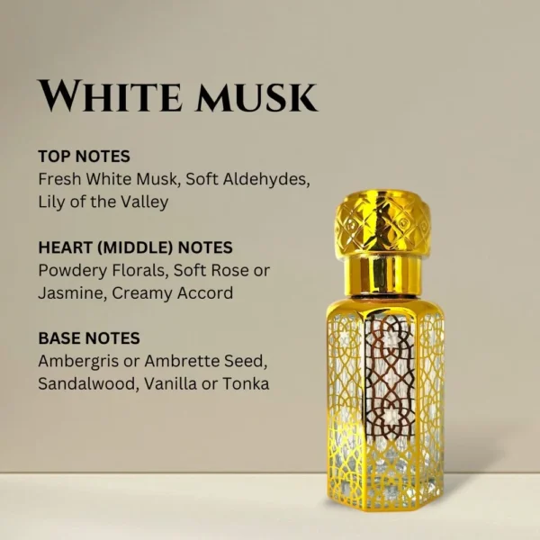 WHITE MUSK ATTAR/PERFUMES OIL 12ML IN A DESGNER BOTTLE WITH ATTAR NOTES