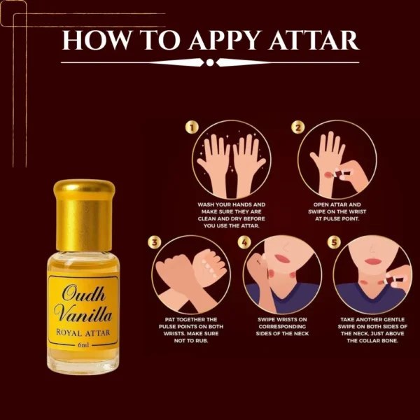 Oudh Vanilla Royal Attar 6ml Bottle by La Atir – Alcohol-Free Long Lasting Perfume Oil
