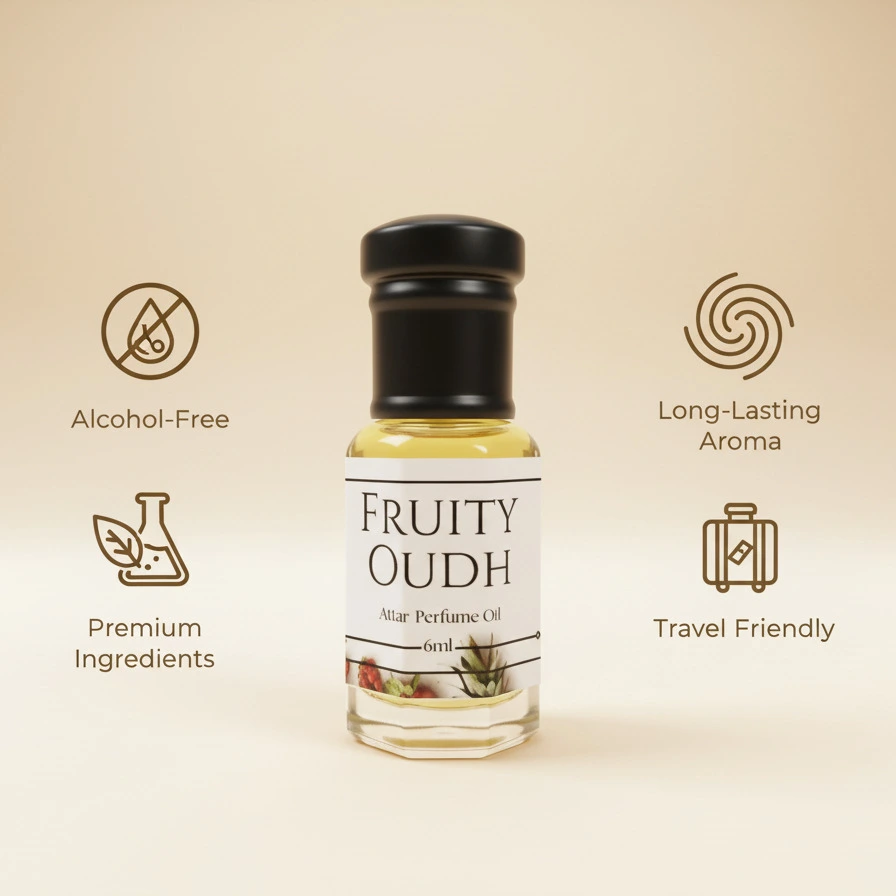 La Atir Fruity Oudh Attar 6ml bottle – fruity long-lasting alcohol-free perfume oil