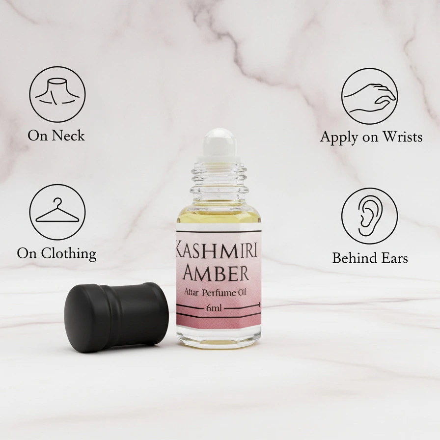 La Atir Kashmiri Amber Attar 6ml bottle – warm amber alcohol-free unisex perfume oil