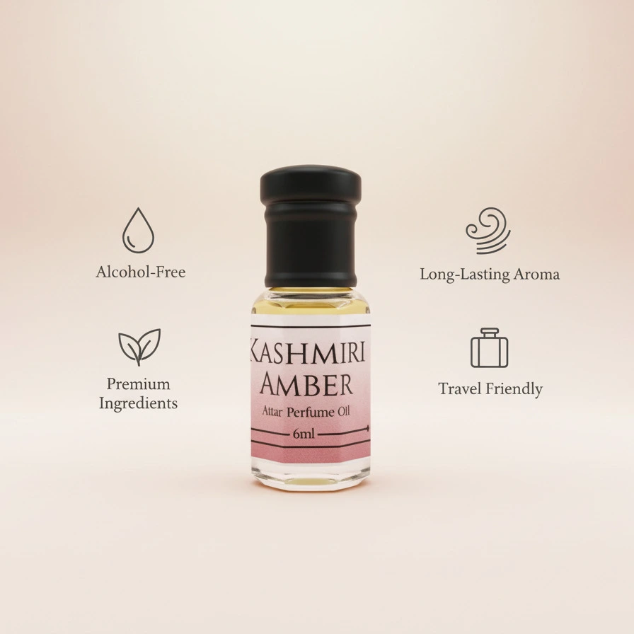 La Atir Kashmiri Amber Attar 6ml bottle – warm amber alcohol-free unisex perfume oil